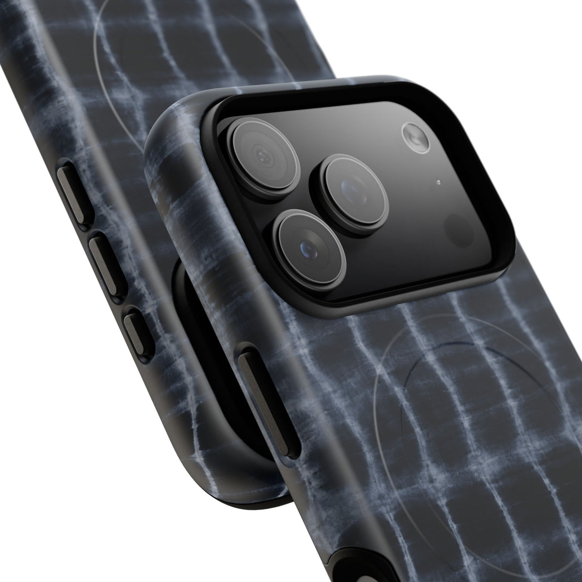 Magnetic Phone Case — Black Tie-Dye Tough Protective Cover with MagSafe