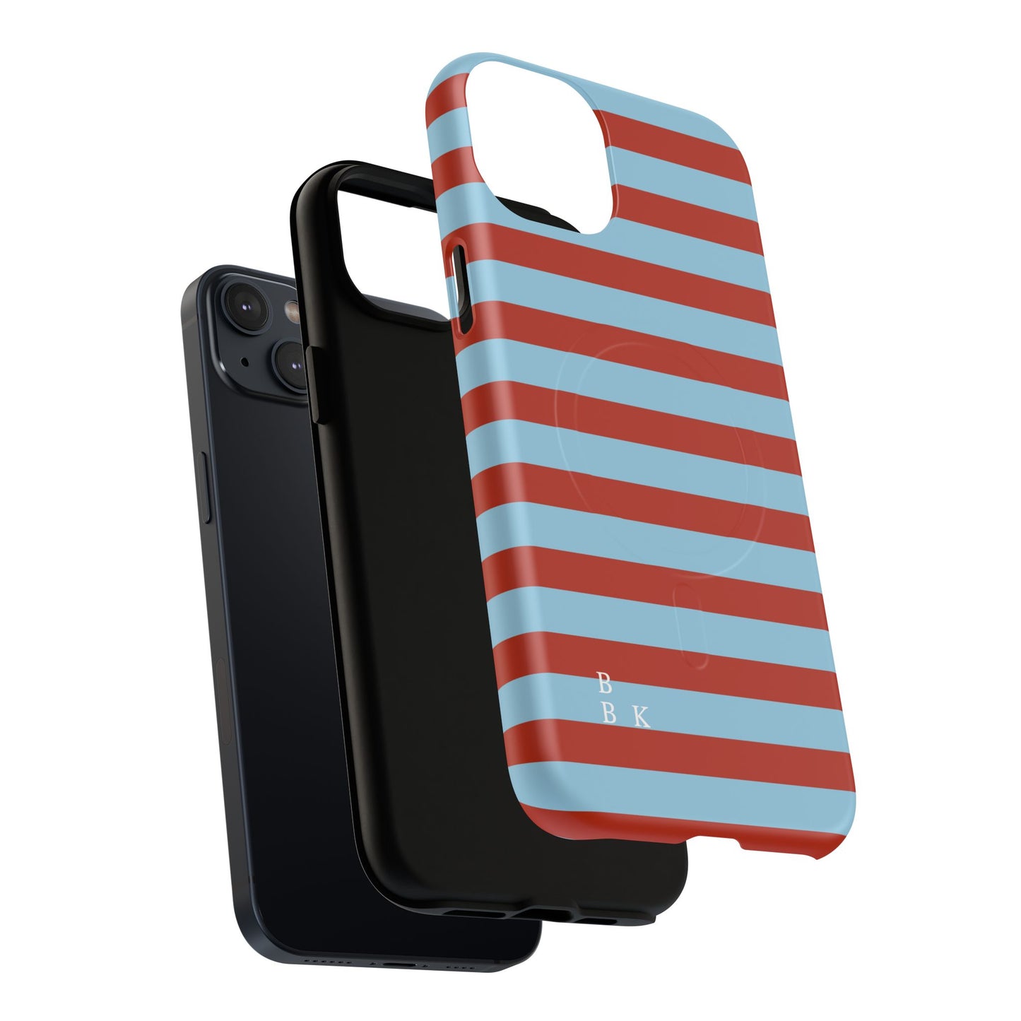 Striped Tough Magnetic Phone Case — Retro Red & Sky Blue
