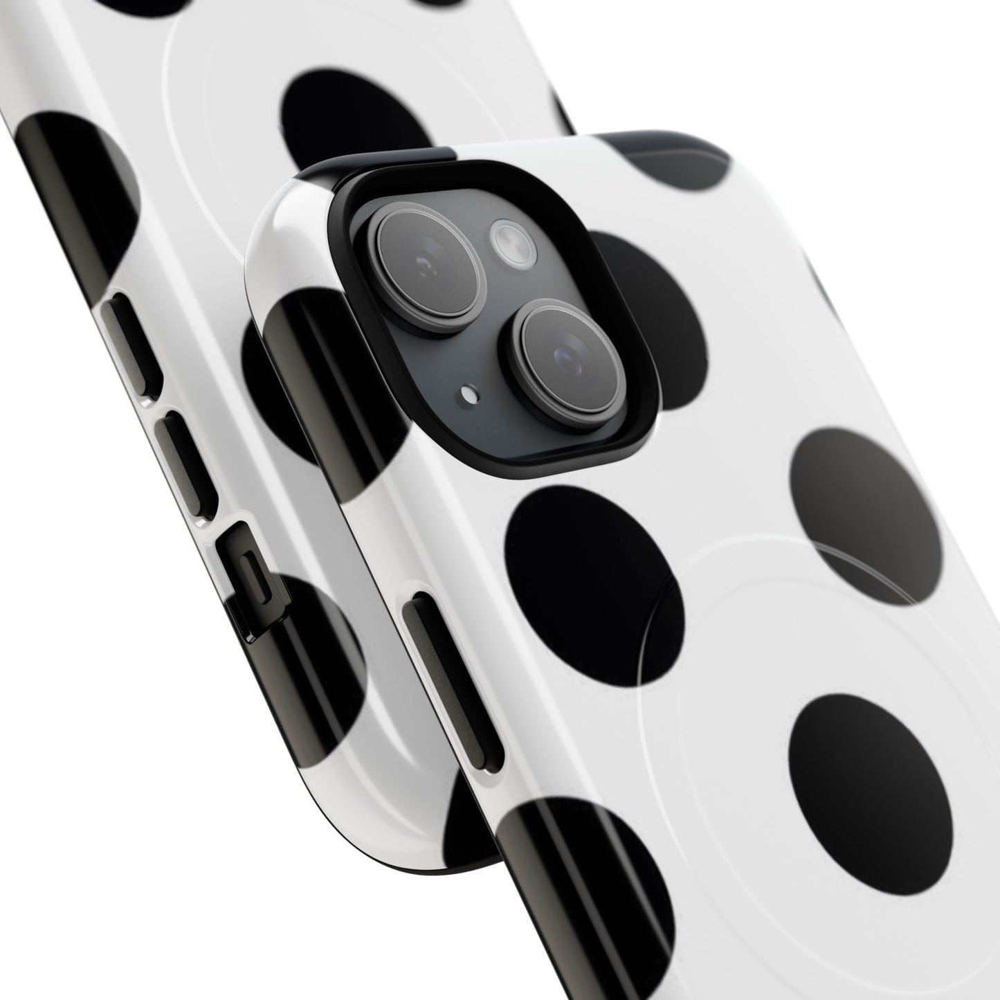 Polka Dot Magnetic Phone Case — Black & White Retro Dot Tough Case