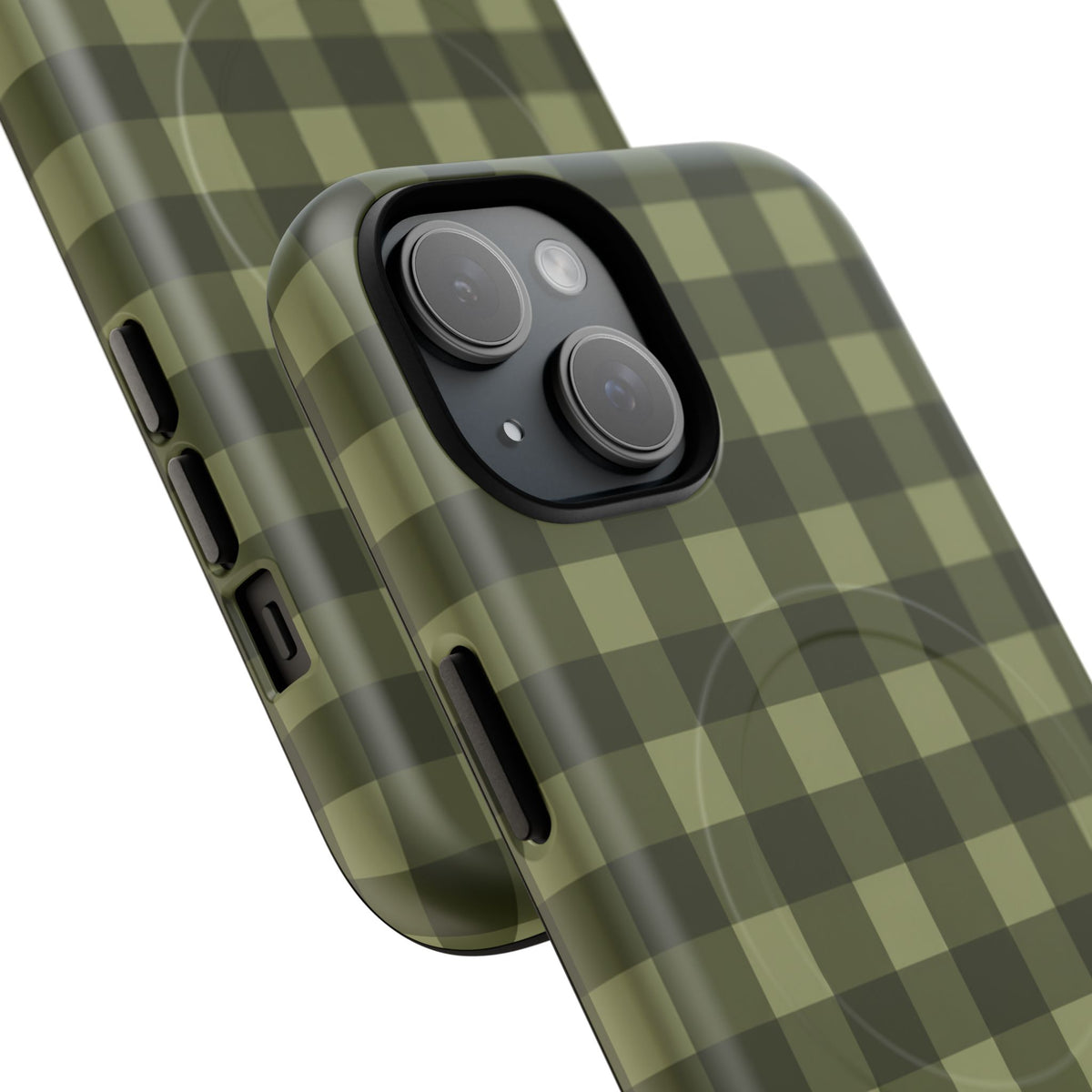 Green Buffalo Plaid Magnetic Phone Case — Tough Protective MagSafe-Compatible Case