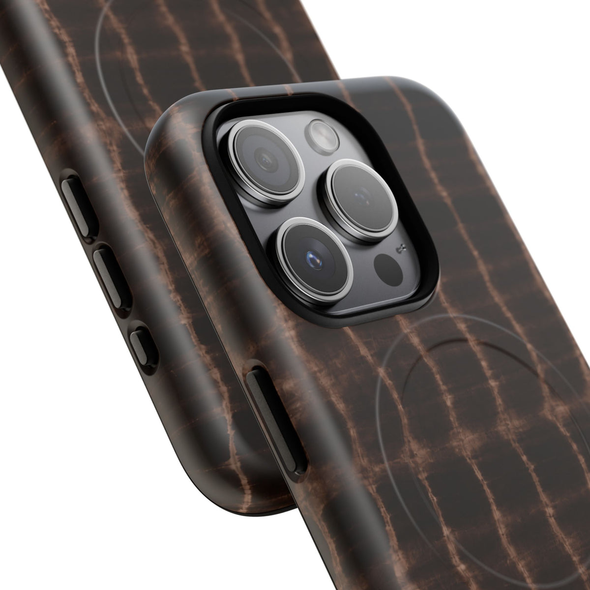 MagSafe Phone Case — Brown Croc Pattern Tough Magnetic Case