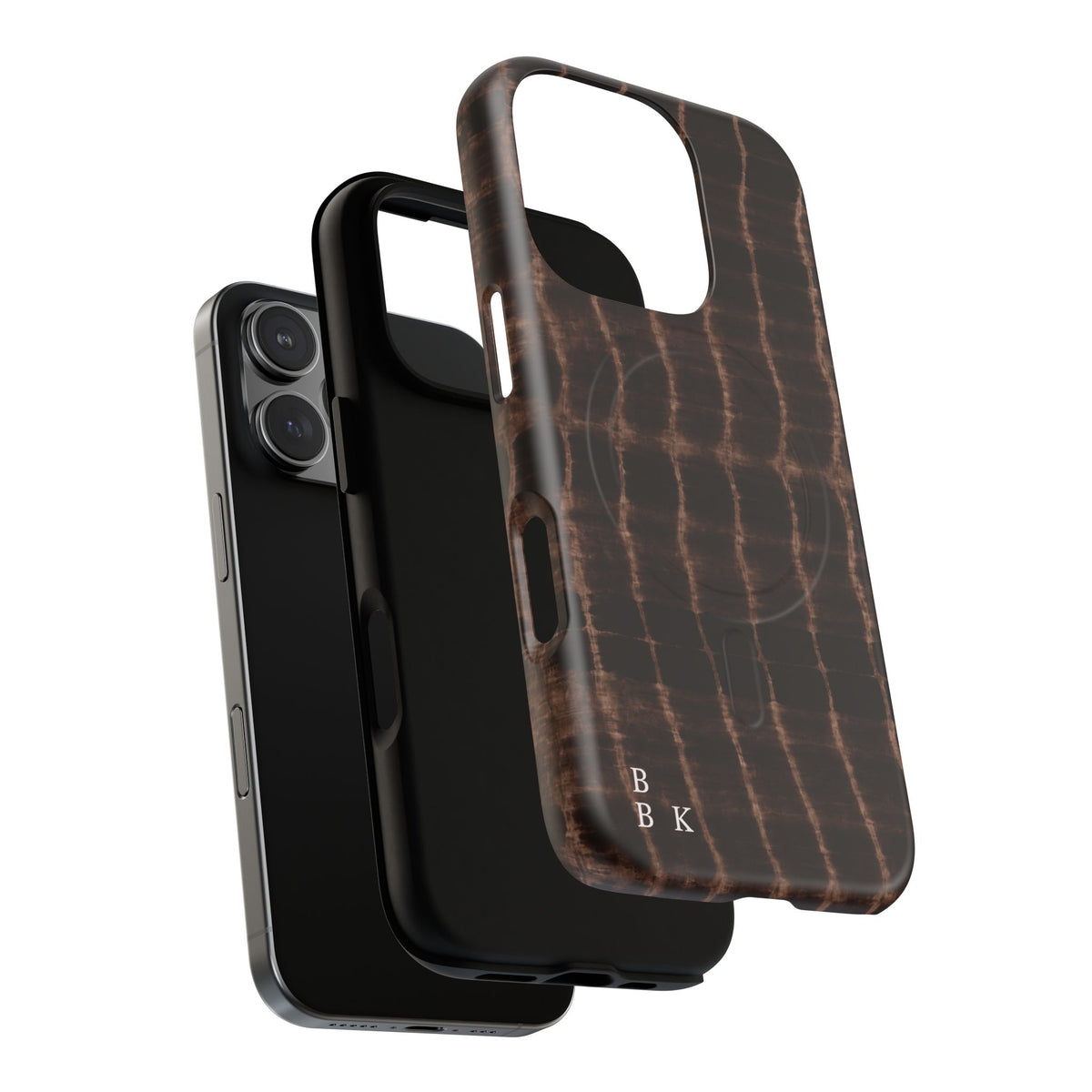 MagSafe Phone Case — Brown Croc Pattern Tough Magnetic Case