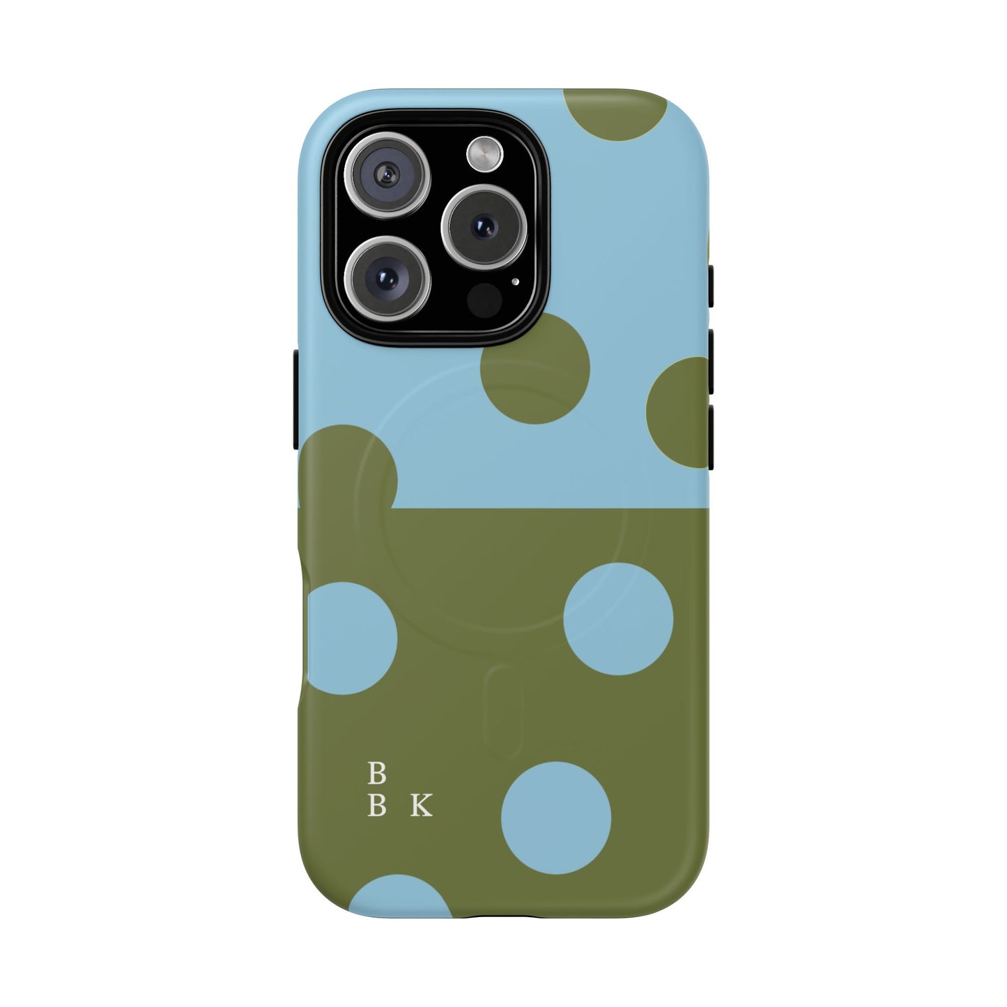 Polka Dot Magnetic Phone Case — Blue & Olive Protective Snap-On Cover