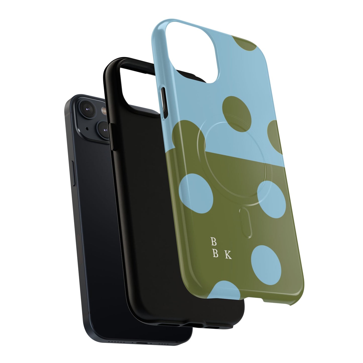 Polka Dot Magnetic Phone Case — Blue & Olive Protective Snap-On Cover