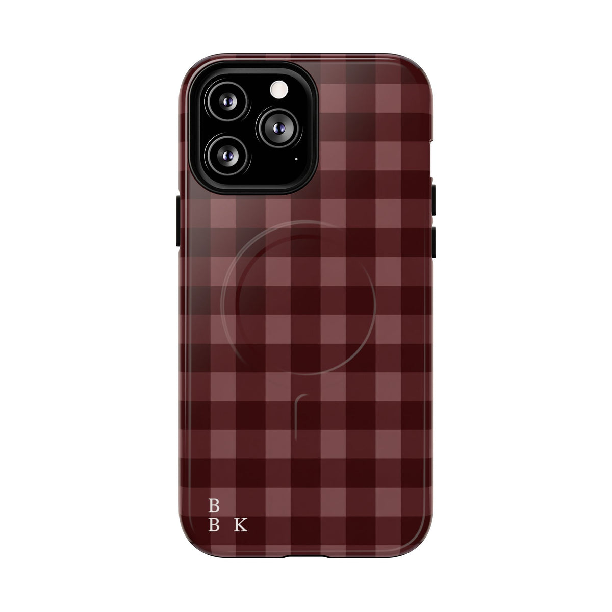Plaid Magnetic Phone Case — Burgundy Buffalo Check Tough Protective Cover