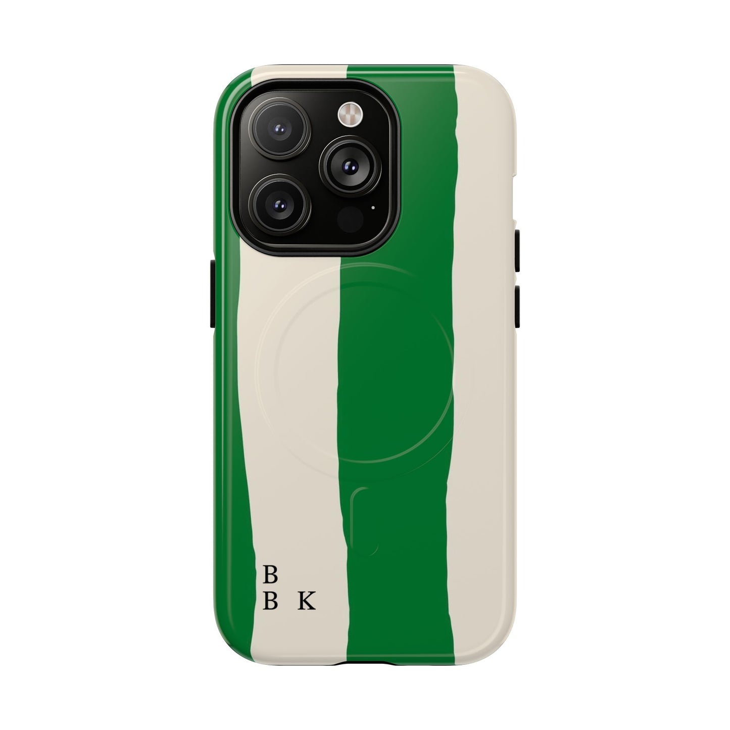Green Stripe Tough Magnetic Phone Case — Custom Monogram BBK