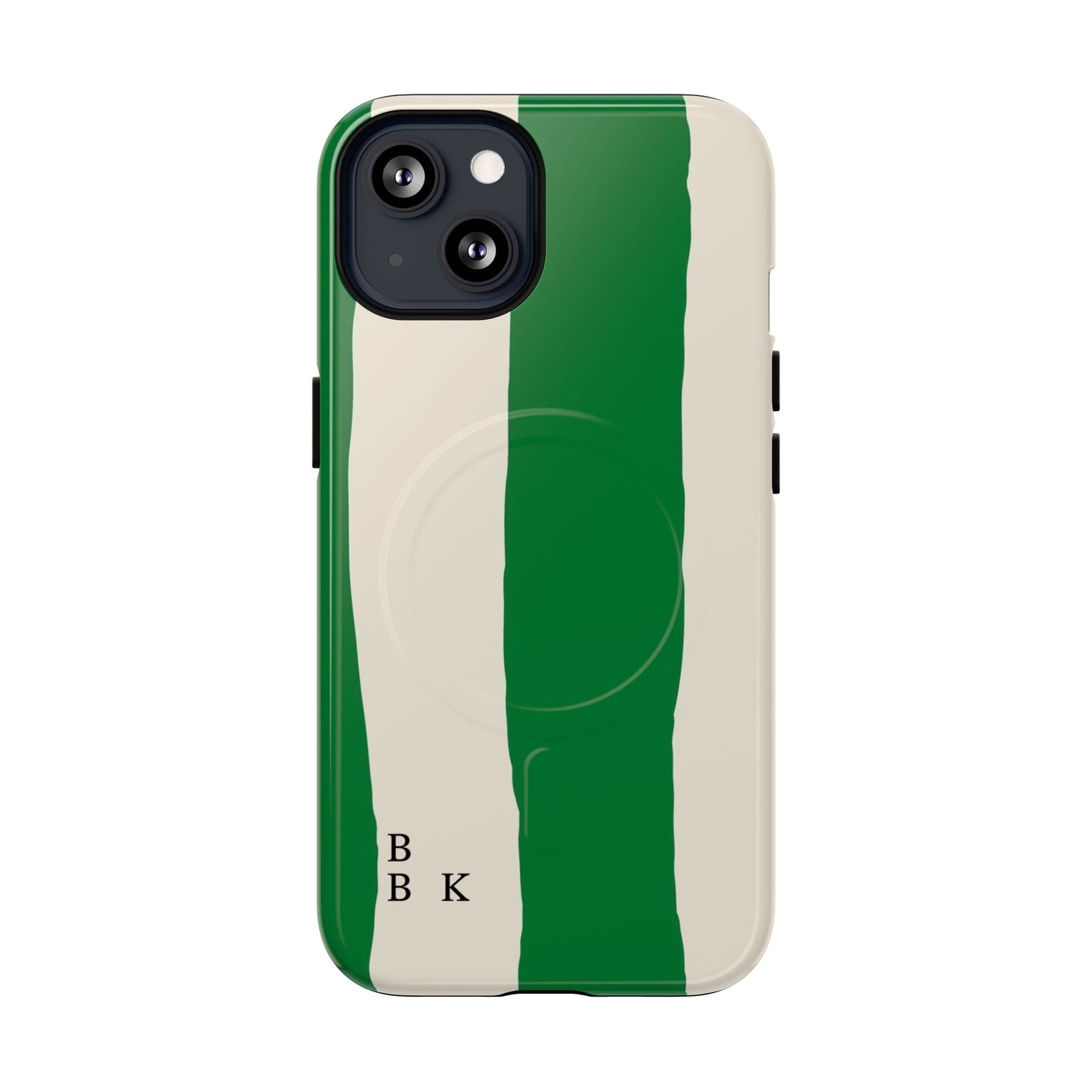 Green Stripe Tough Magnetic Phone Case — Custom Monogram BBK