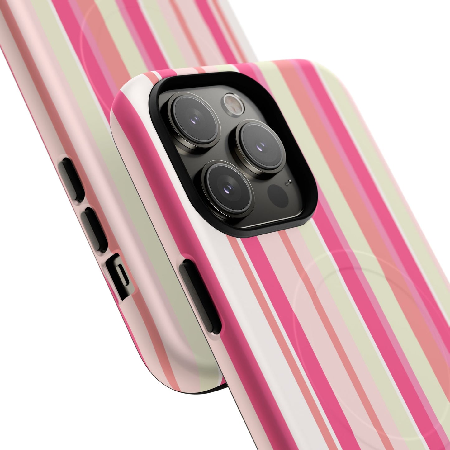 Magnetic Tough Case — Pink Striped Phone Cover (MagSafe Compatible)