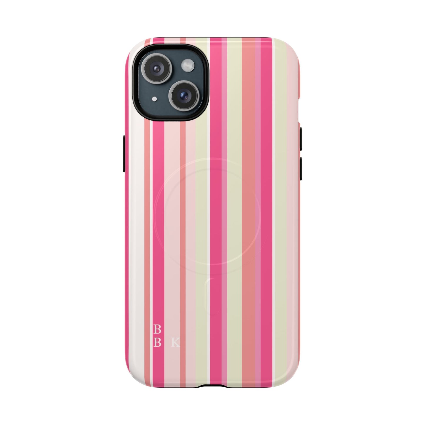 Magnetic Tough Case — Pink Striped Phone Cover (MagSafe Compatible)