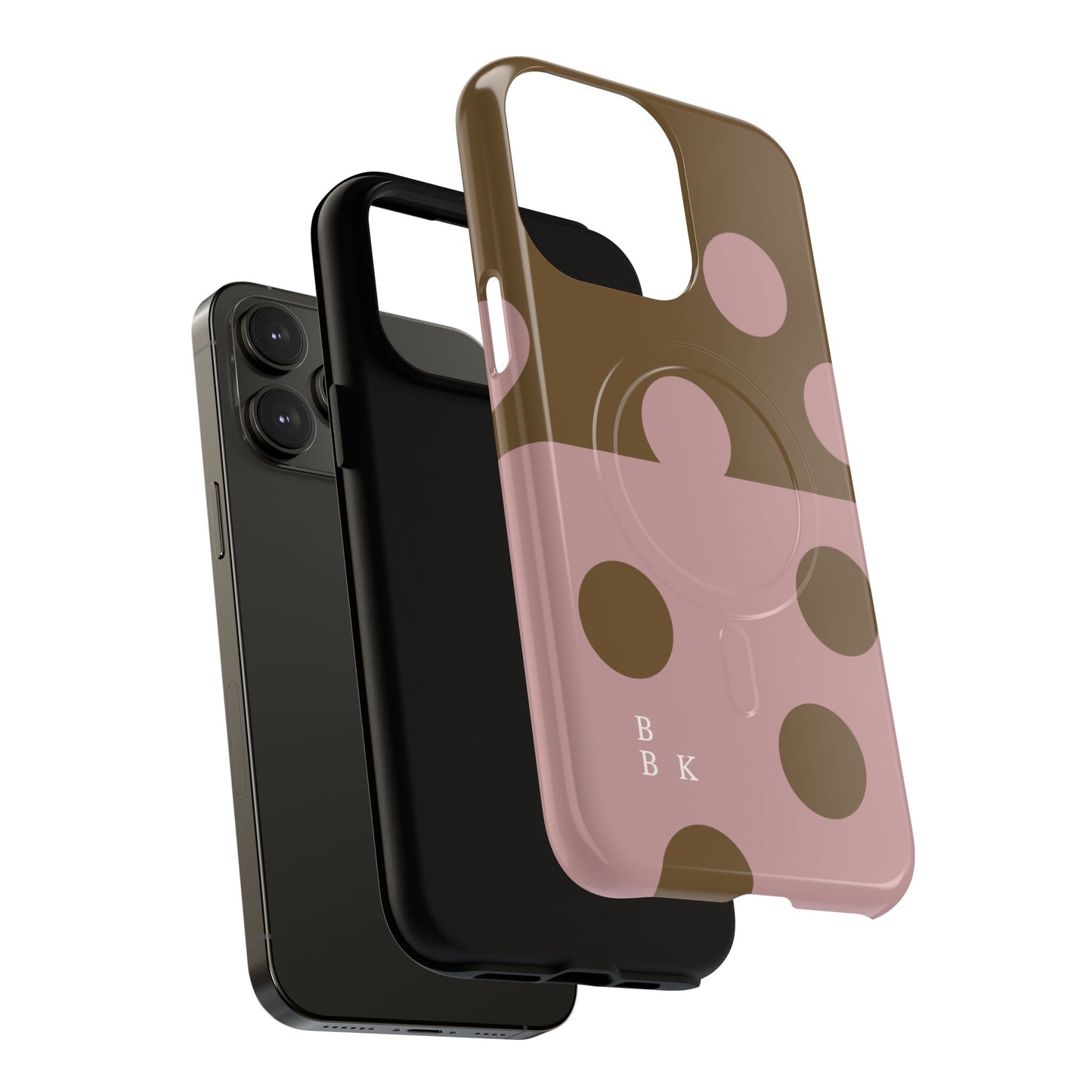 Pink + Yellow Polka Dot Magnetic Tough Case — Protective Magnetic Phone Case with 'BBK' Accent