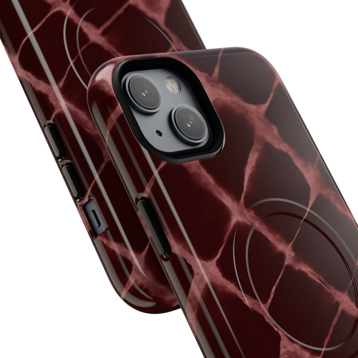 Magnetic Phone Case — Burgundy Marble Tough Protective Cover