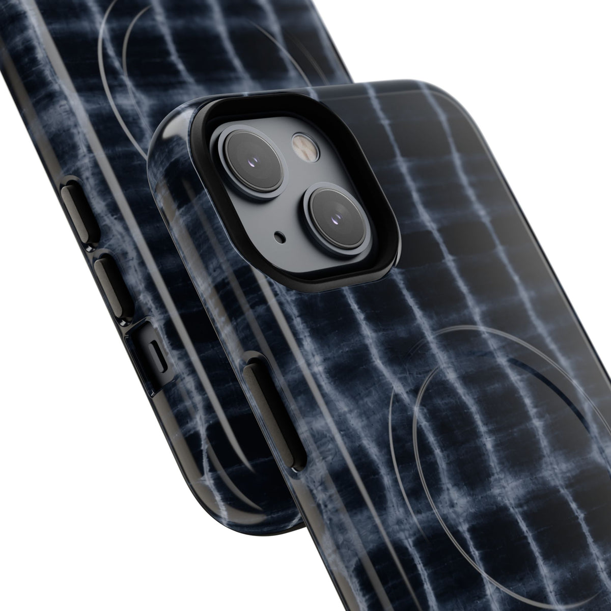 Magnetic Phone Case — Black Tie-Dye Tough Protective Cover with MagSafe