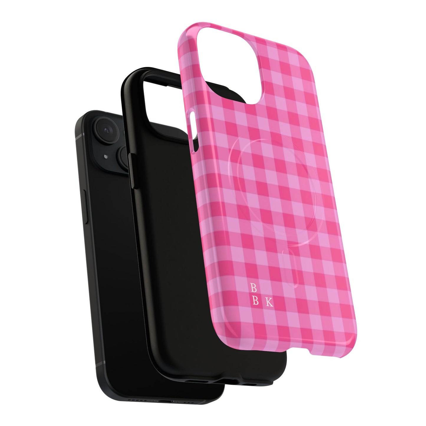 Pink Gingham Tough Magnetic Phone Case – Durable Checkered Design