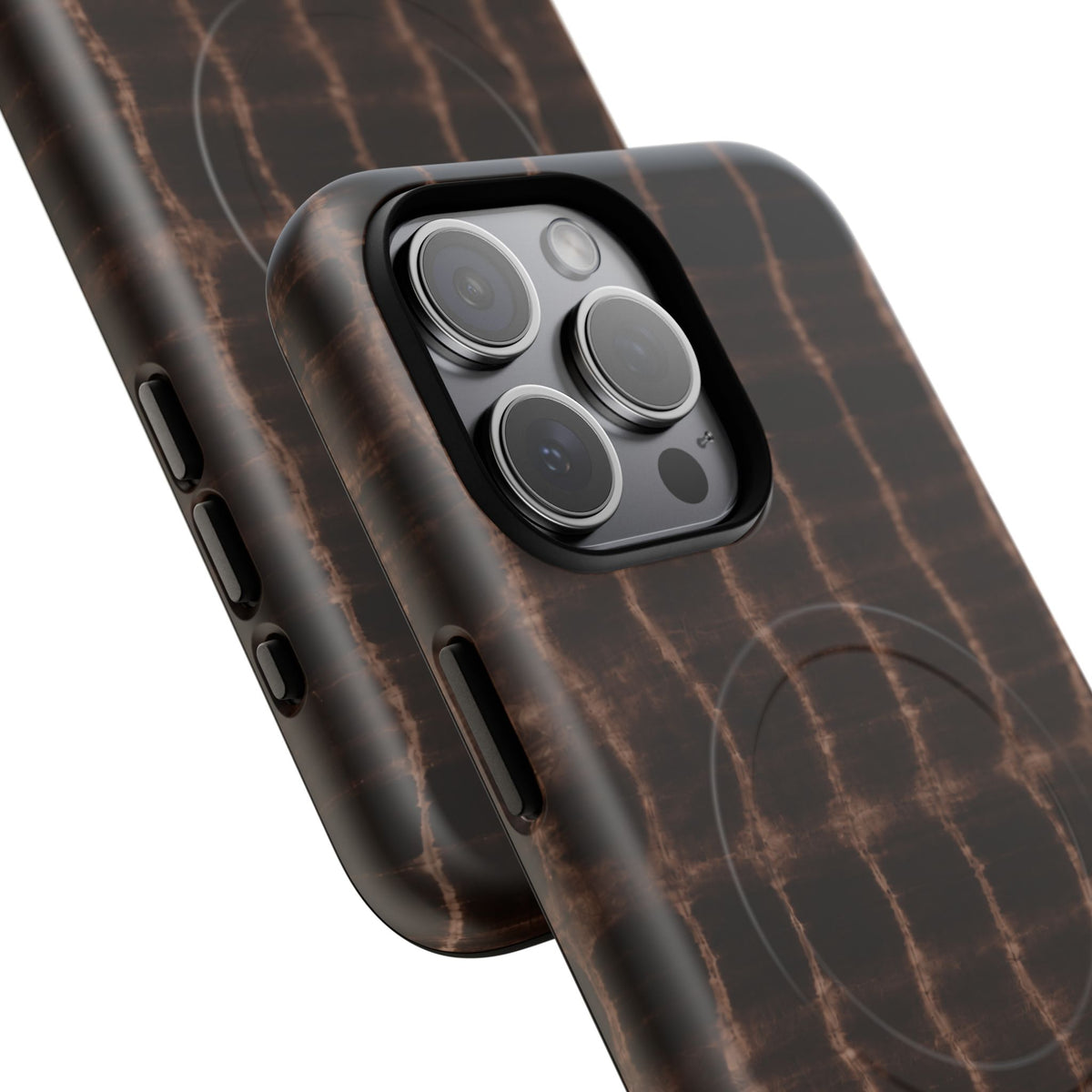 MagSafe Phone Case — Brown Croc Pattern Tough Magnetic Case