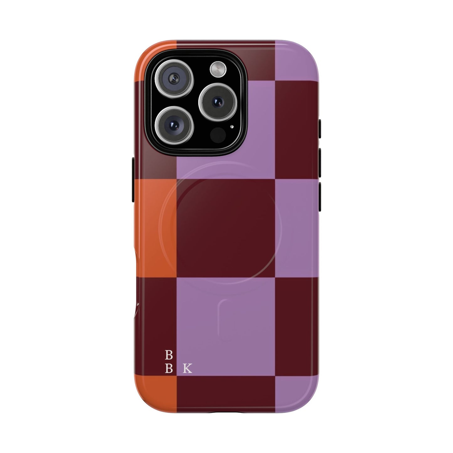 Retro Checker Magnetic Phone Case — Purple & Terracotta Geometric Protection
