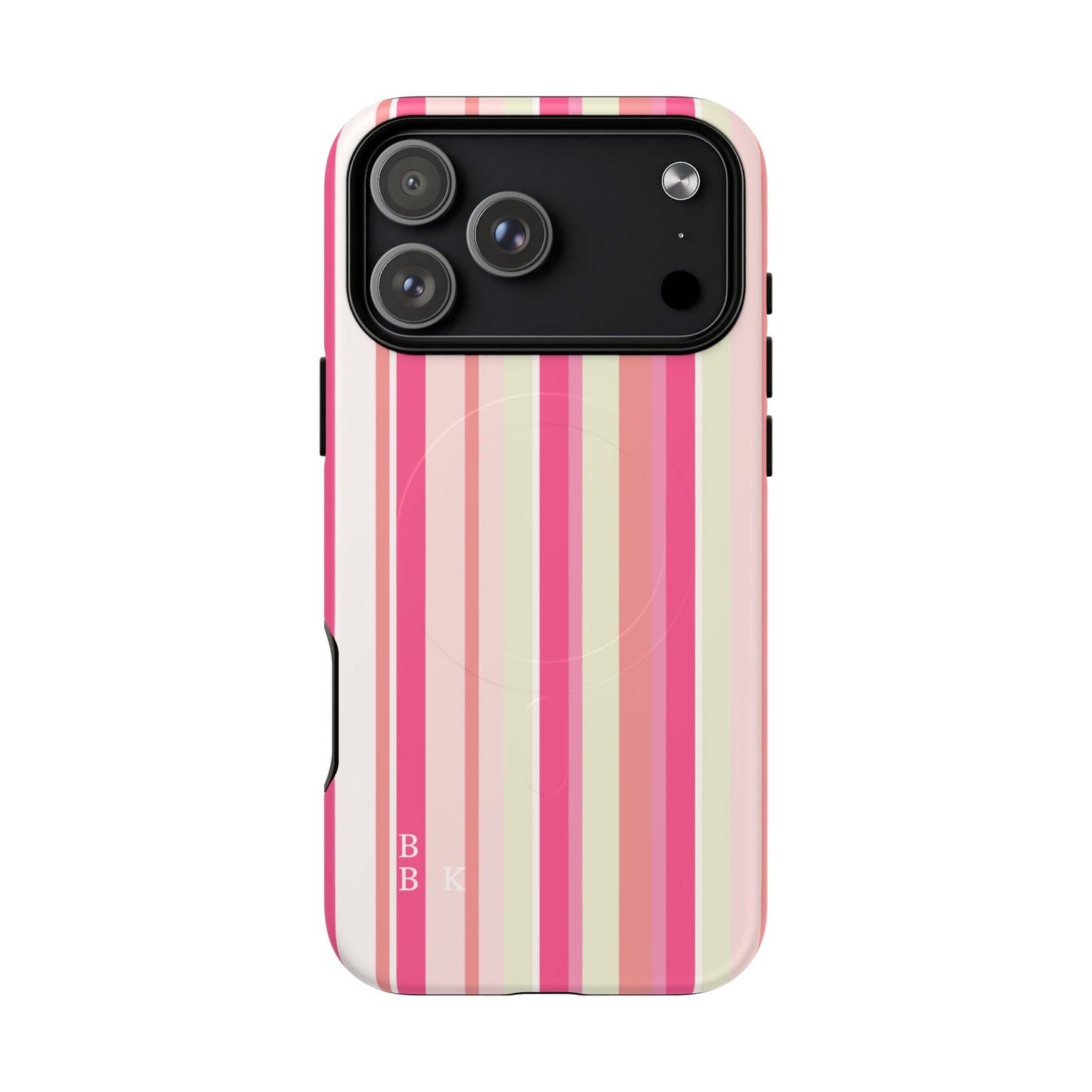 Magnetic Tough Case — Pink Striped Phone Cover (MagSafe Compatible)