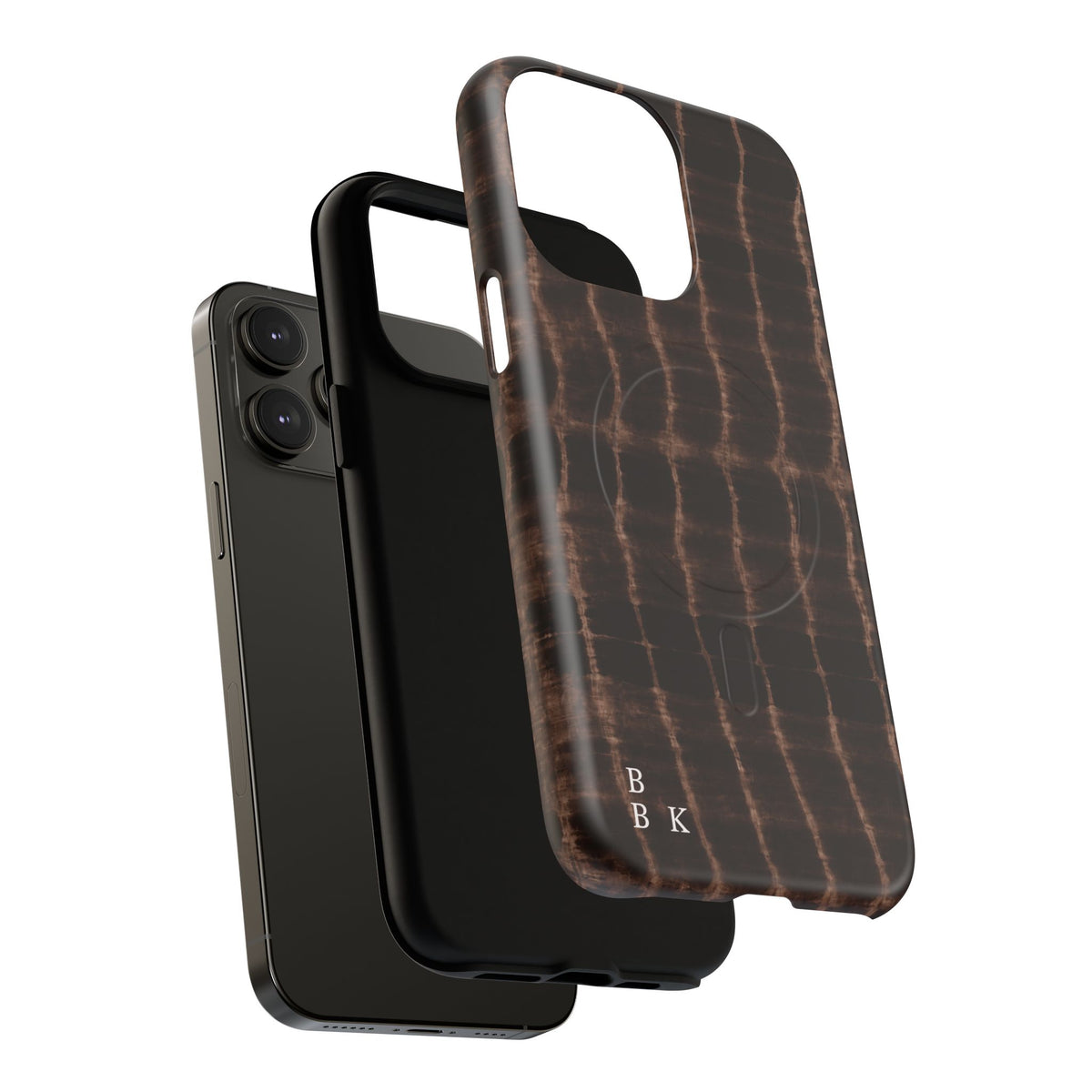 MagSafe Phone Case — Brown Croc Pattern Tough Magnetic Case