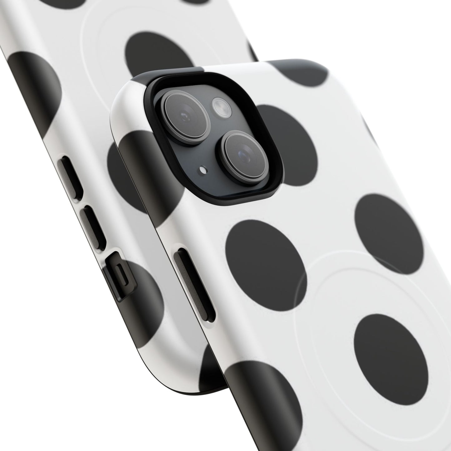 Polka Dot Magnetic Phone Case — Black & White Retro Dot Tough Case