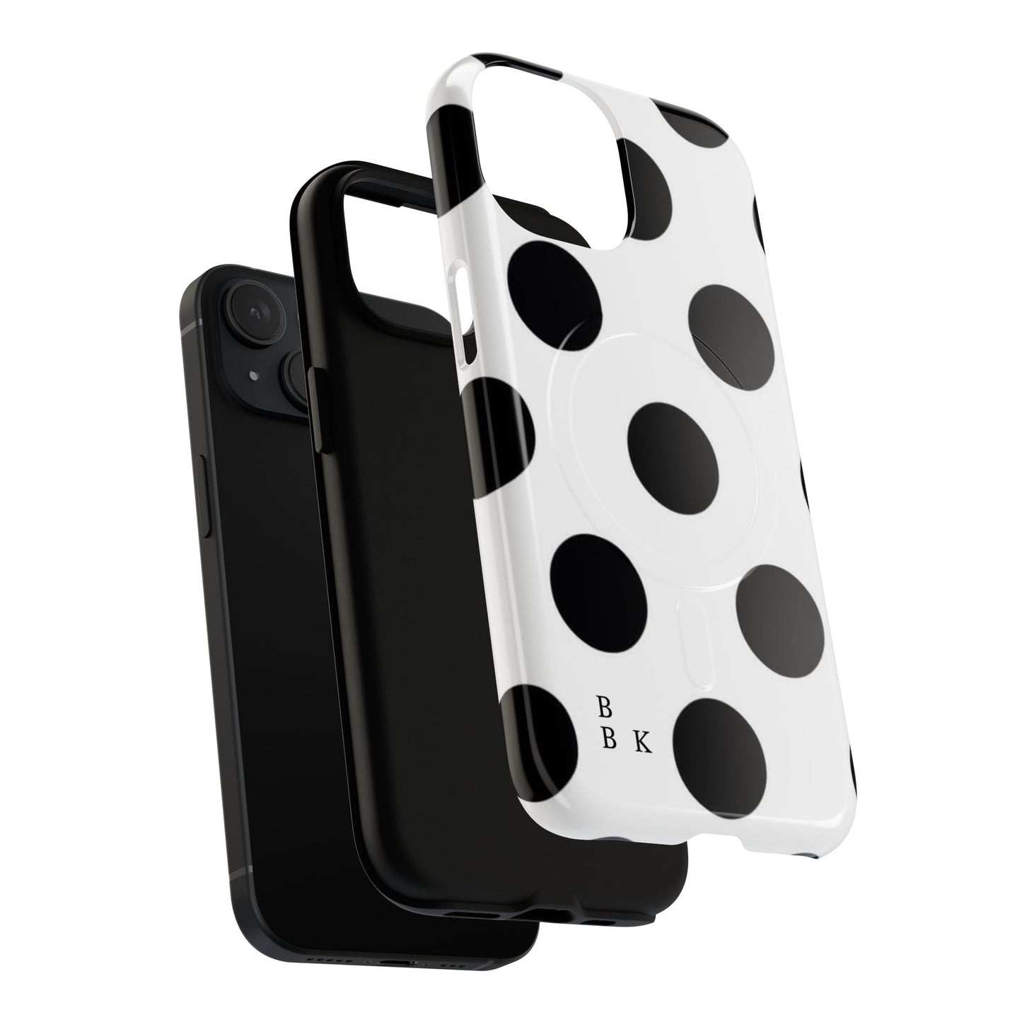 Polka Dot Magnetic Phone Case — Black & White Retro Dot Tough Case