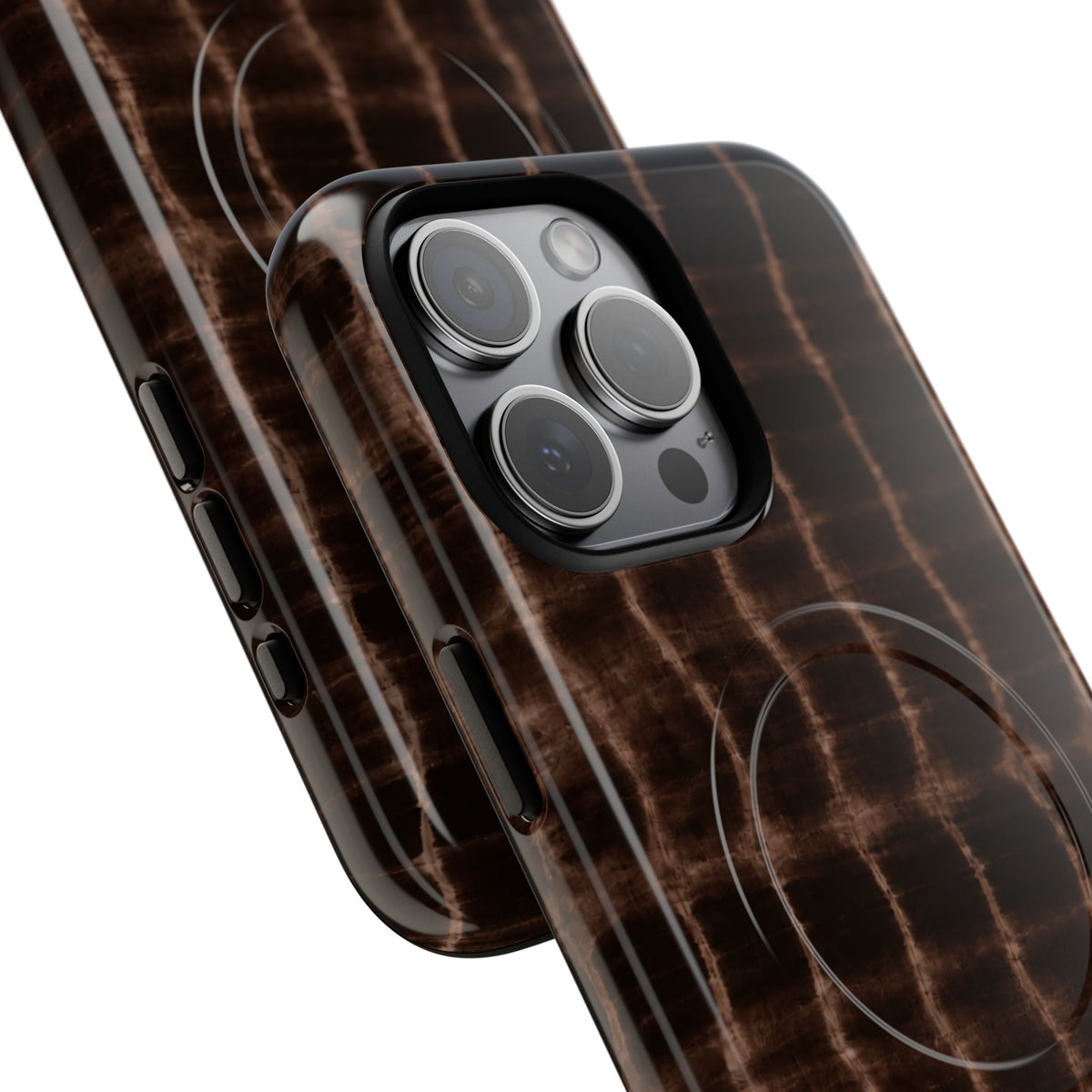 MagSafe Phone Case — Brown Croc Pattern Tough Magnetic Case