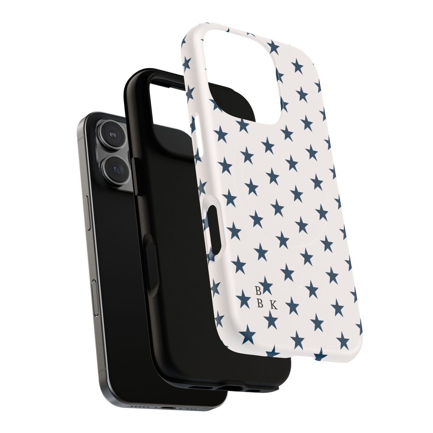 Star Pattern Tough Magnetic Phone Case — Navy Stars on White