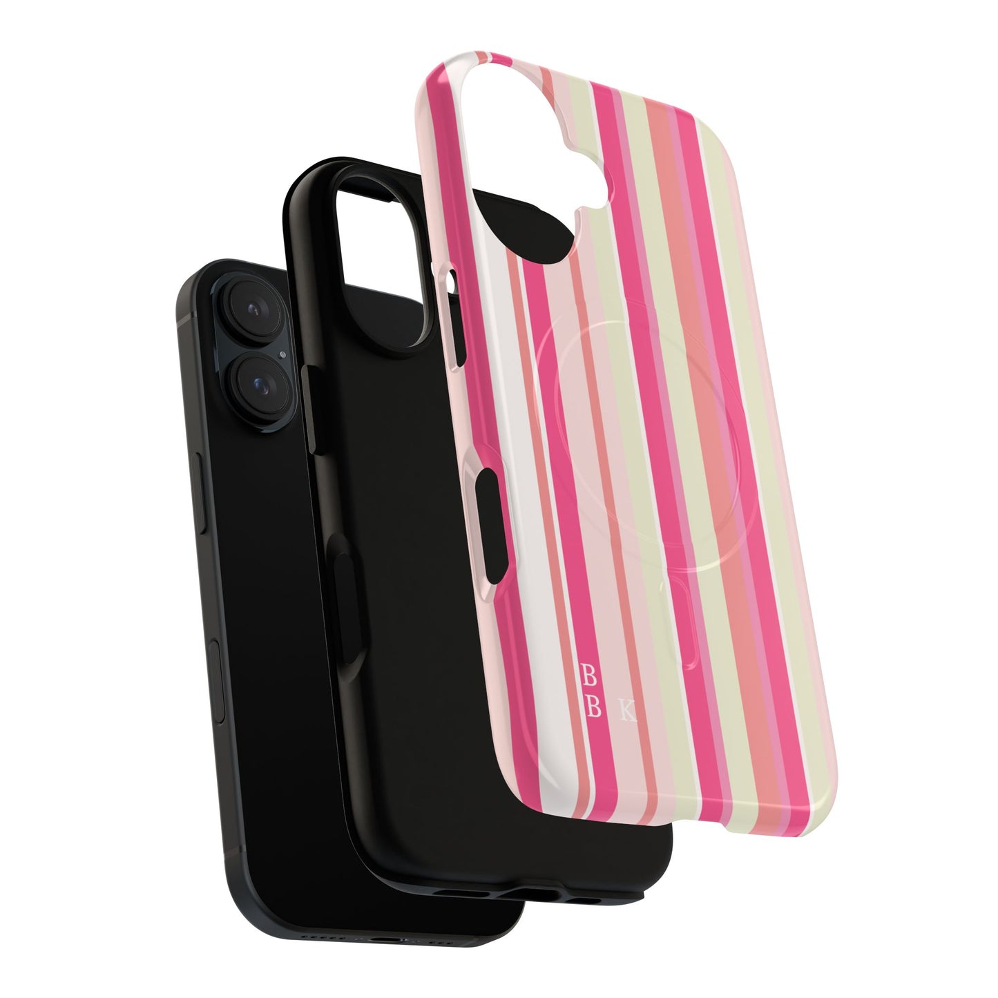 Magnetic Tough Case — Pink Striped Phone Cover (MagSafe Compatible)