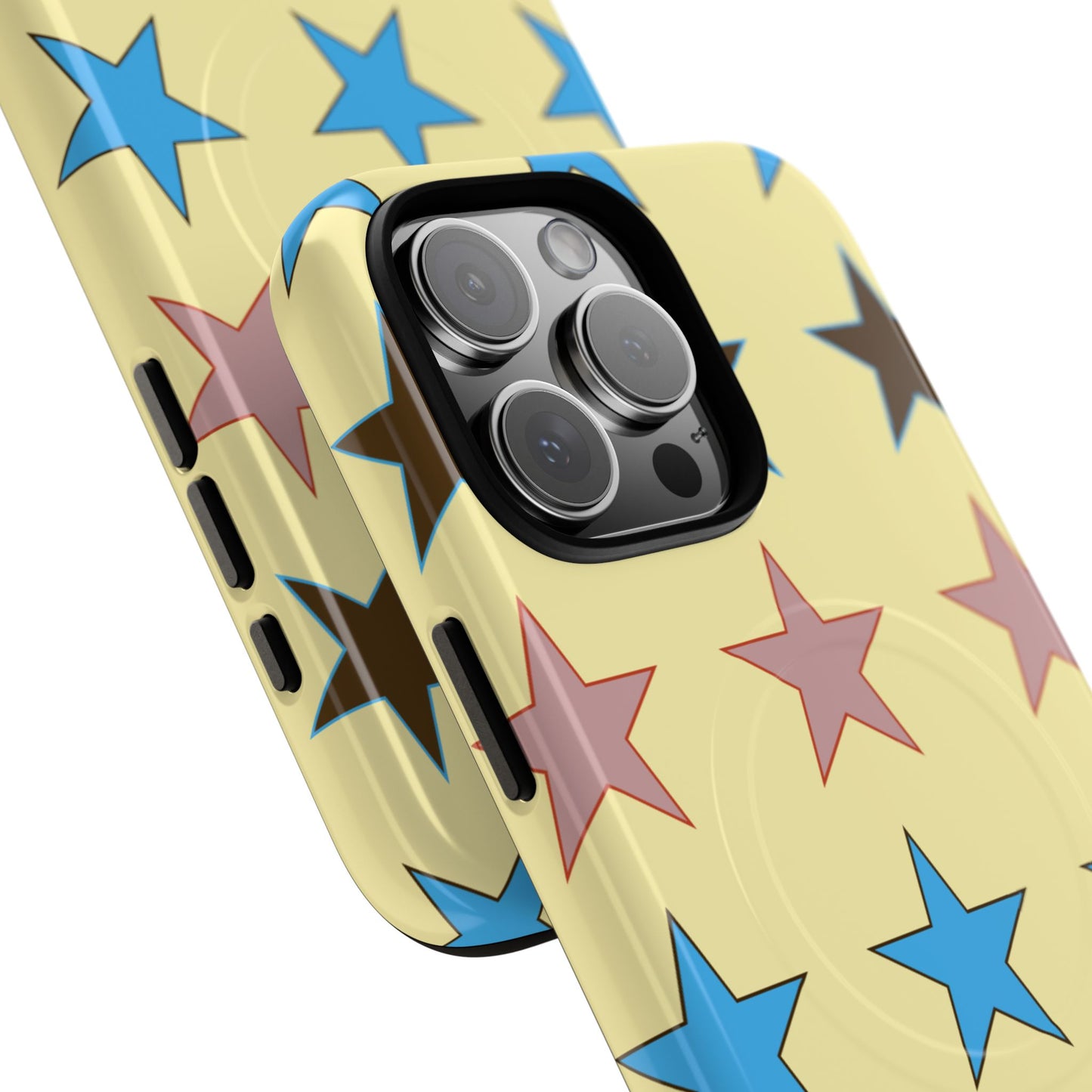 Star Pattern Tough Magnetic Phone Case — Colorful Retro Stars Protective Cover