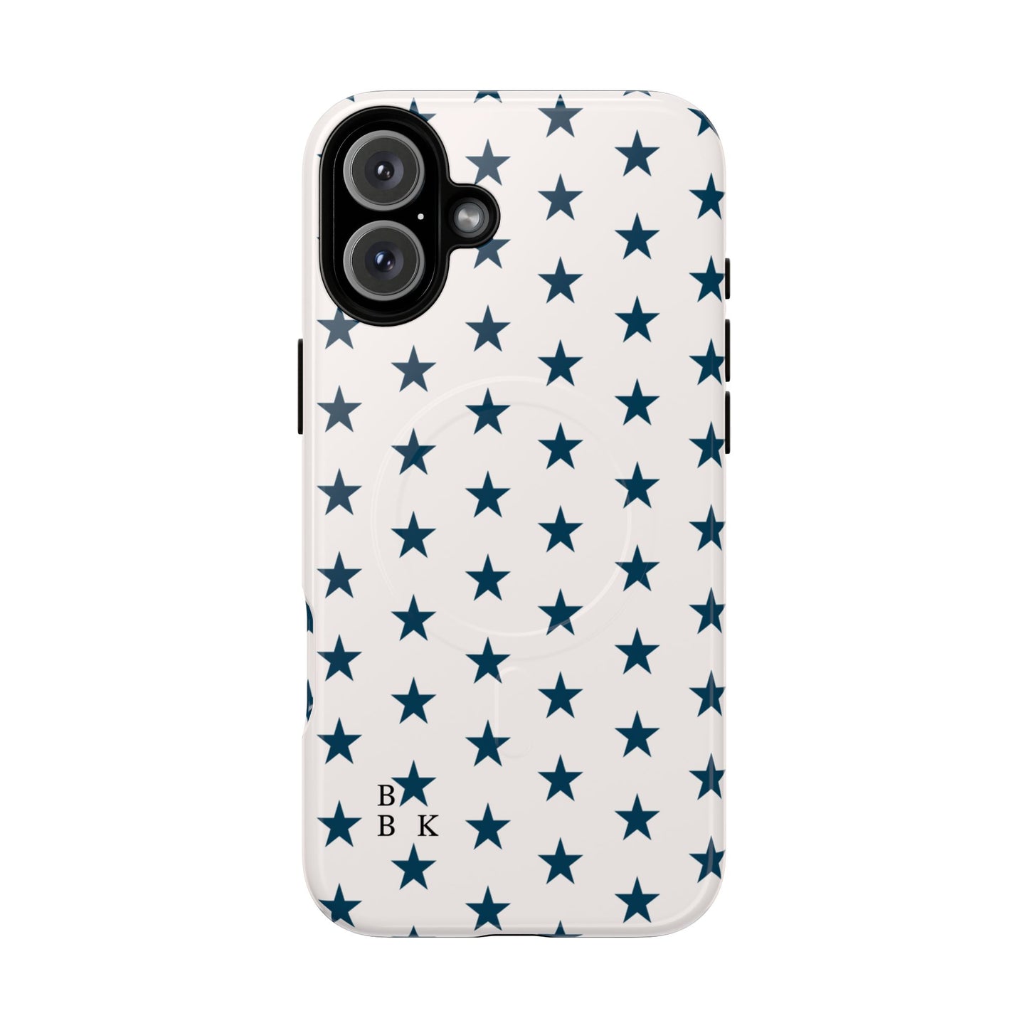 Star Pattern Tough Magnetic Phone Case — Navy Stars on White