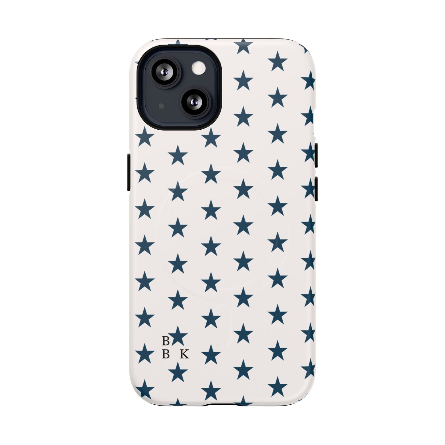 Star Pattern Tough Magnetic Phone Case — Navy Stars on White