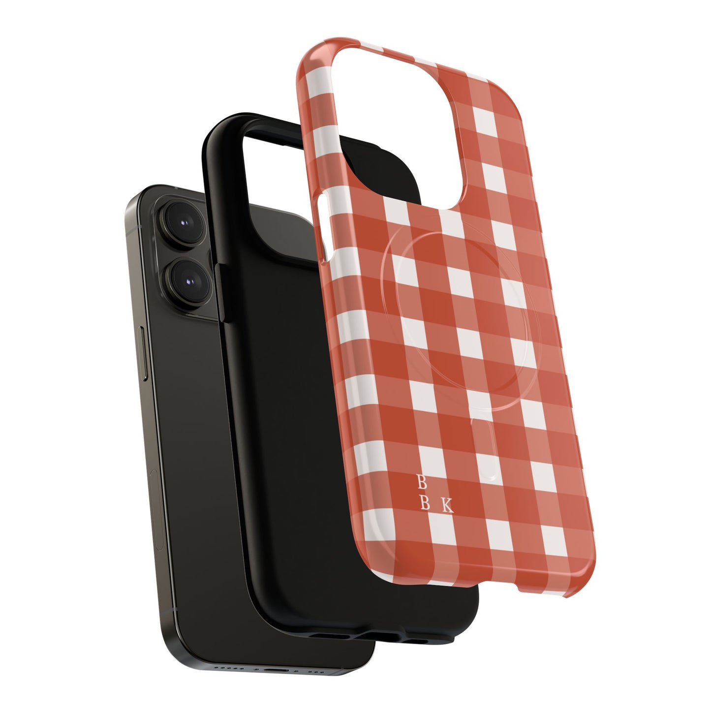 Burnt Orange Gingham Tough Magnetic Phone Case — Plaid Protective iPhone Cover