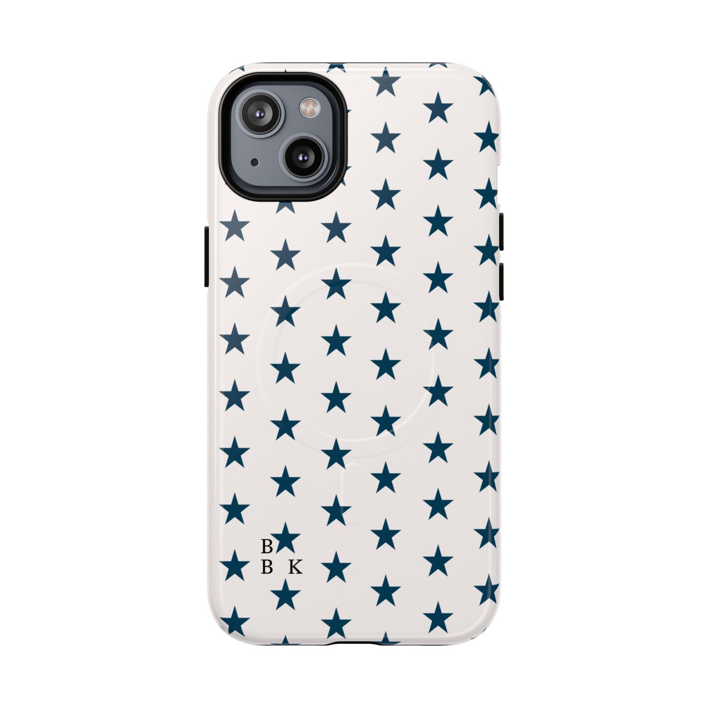 Star Pattern Tough Magnetic Phone Case — Navy Stars on White