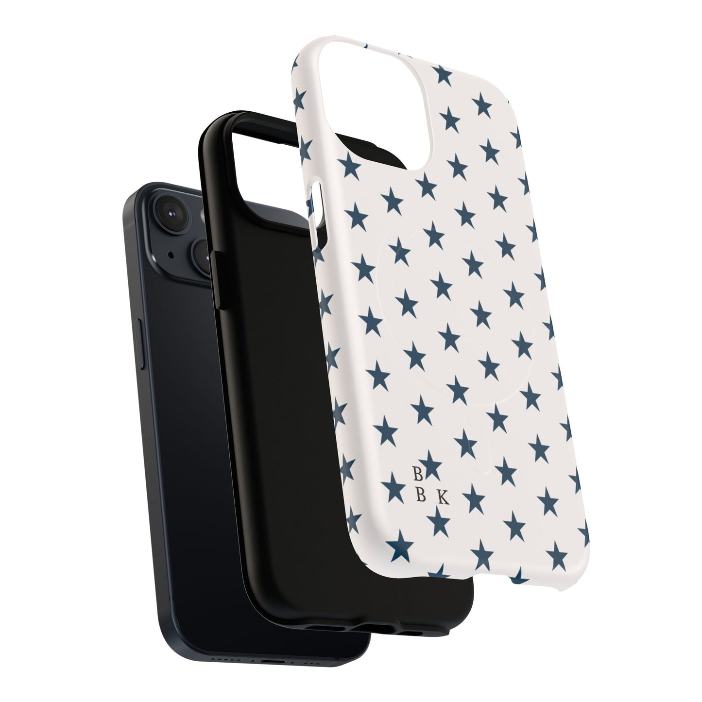 Star Pattern Tough Magnetic Phone Case — Navy Stars on White