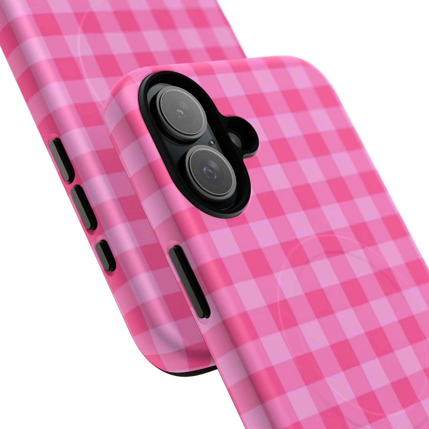 Pink Gingham Tough Magnetic Phone Case – Durable Checkered Design