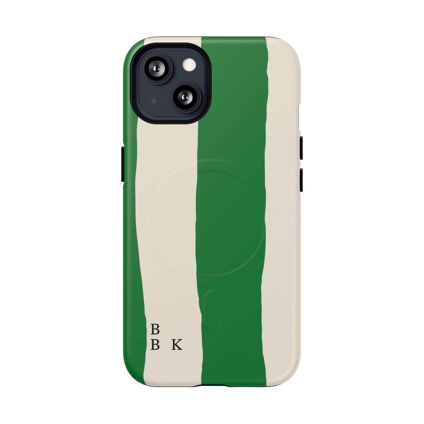 Green Stripe Tough Magnetic Phone Case — Custom Monogram BBK