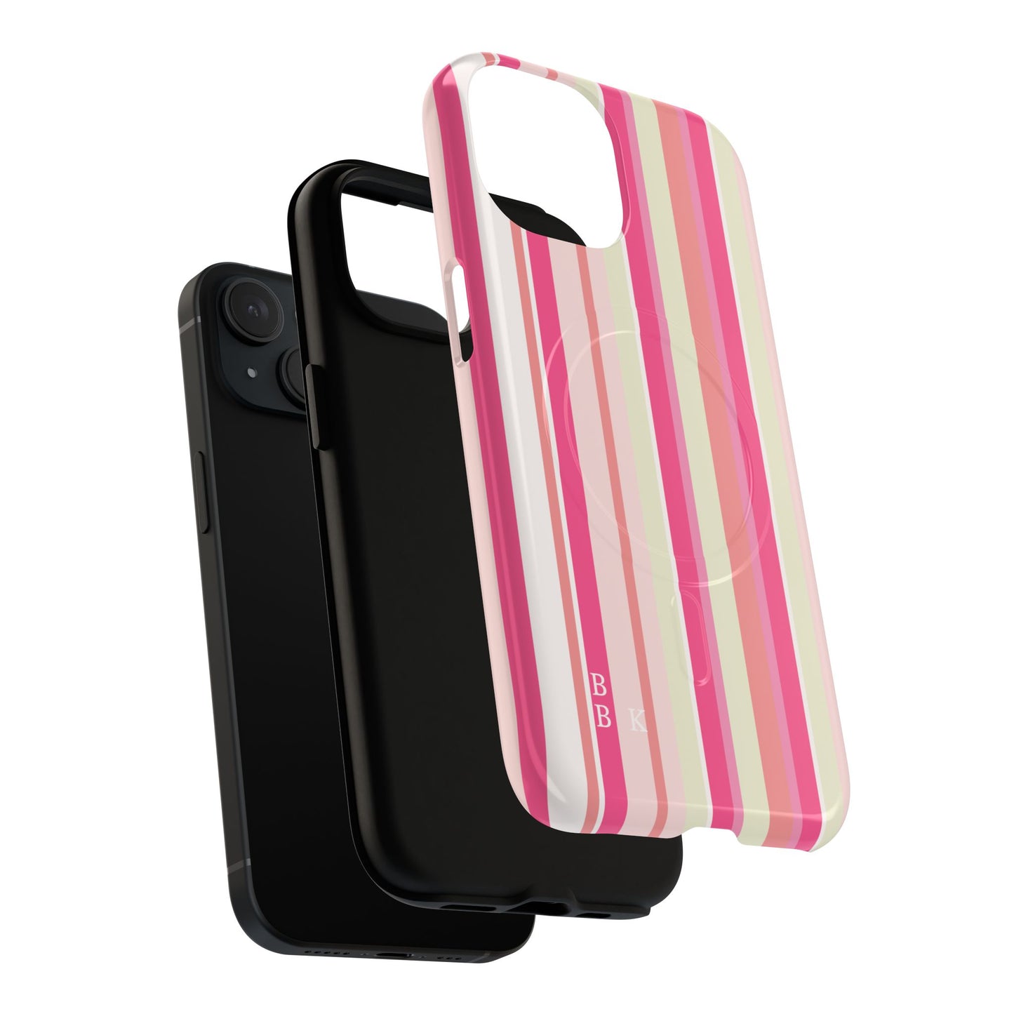 Magnetic Tough Case — Pink Striped Phone Cover (MagSafe Compatible)