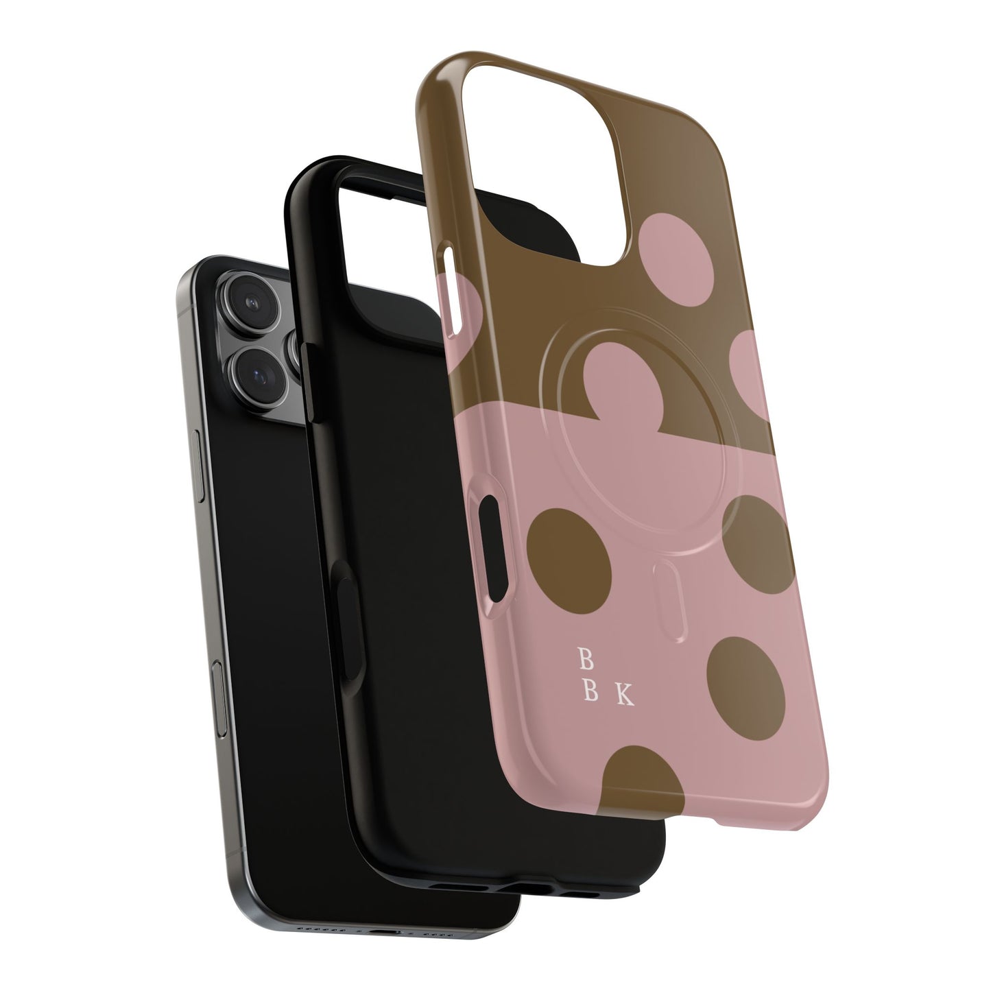 Pink + Yellow Polka Dot Magnetic Tough Case — Protective Magnetic Phone Case with 'BBK' Accent
