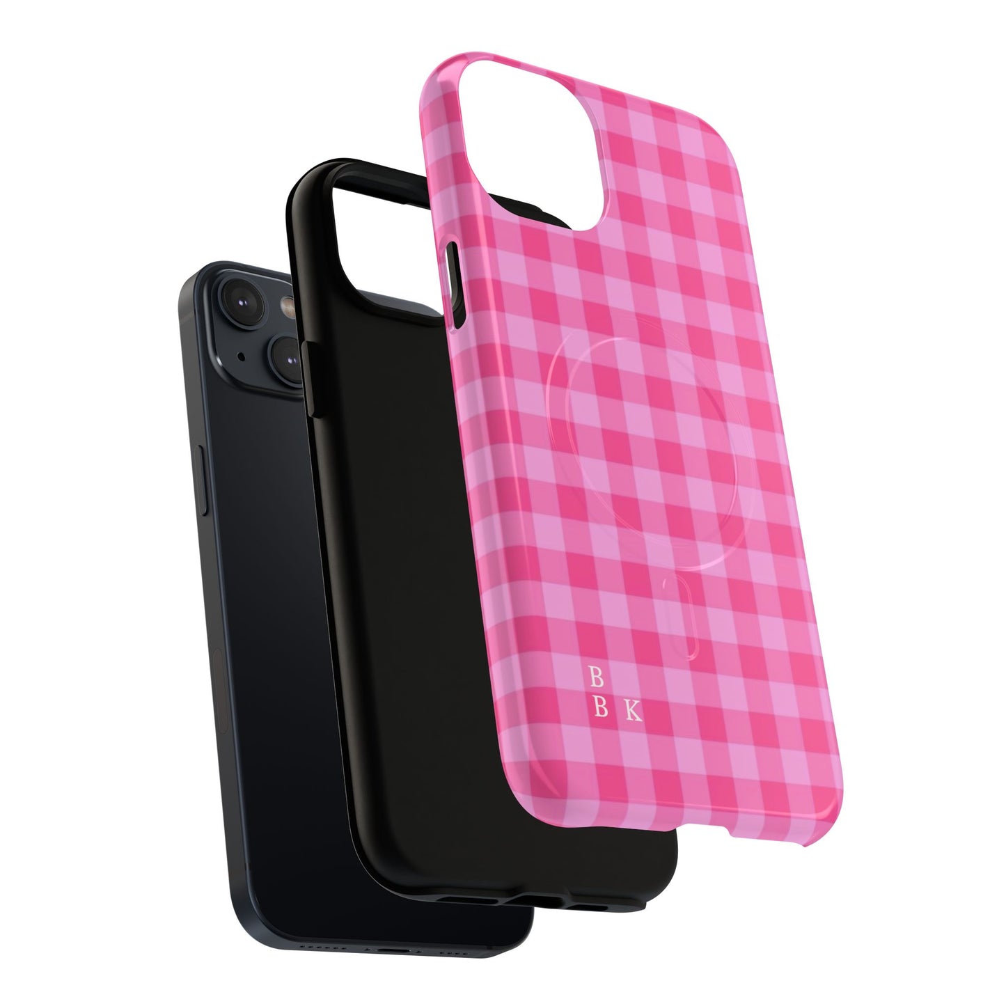 Pink Gingham Tough Magnetic Phone Case – Durable Checkered Design