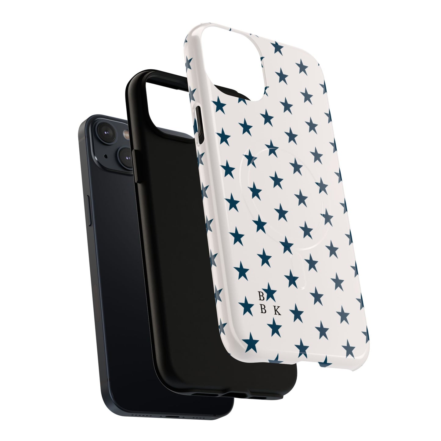 Star Pattern Tough Magnetic Phone Case — Navy Stars on White