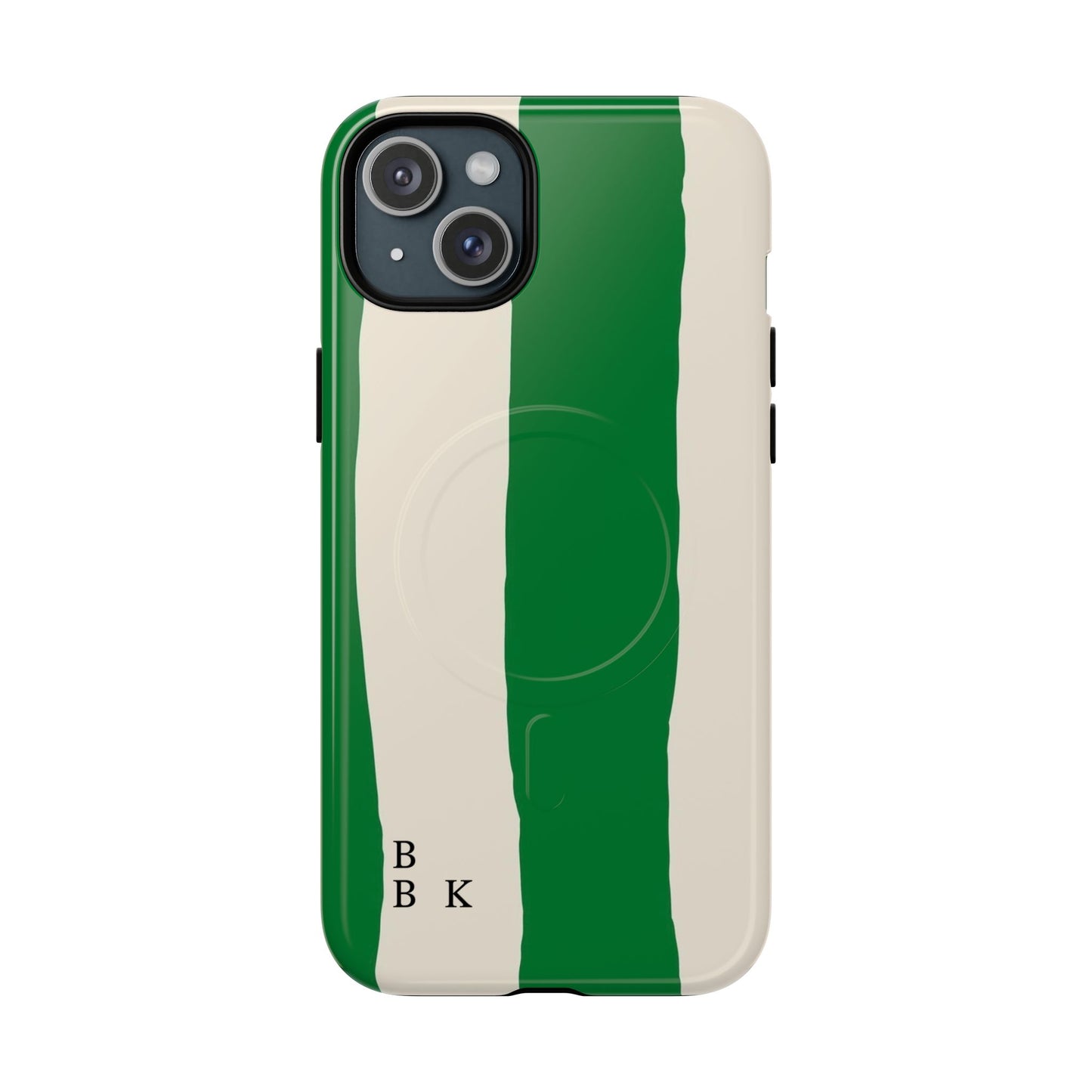 Green Stripe Tough Magnetic Phone Case — Custom Monogram BBK