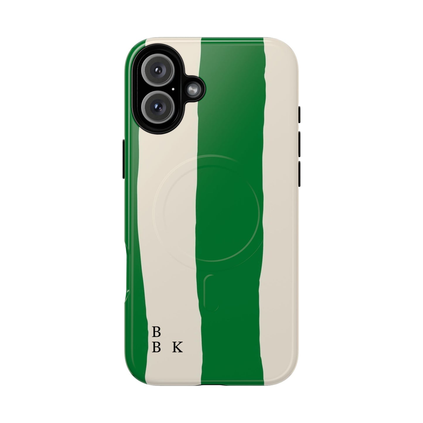 Green Stripe Tough Magnetic Phone Case — Custom Monogram BBK