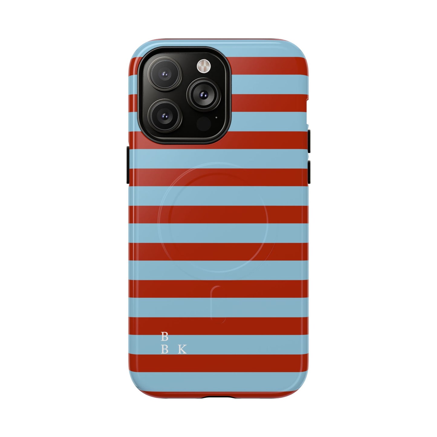 Striped Tough Magnetic Phone Case — Retro Red & Sky Blue