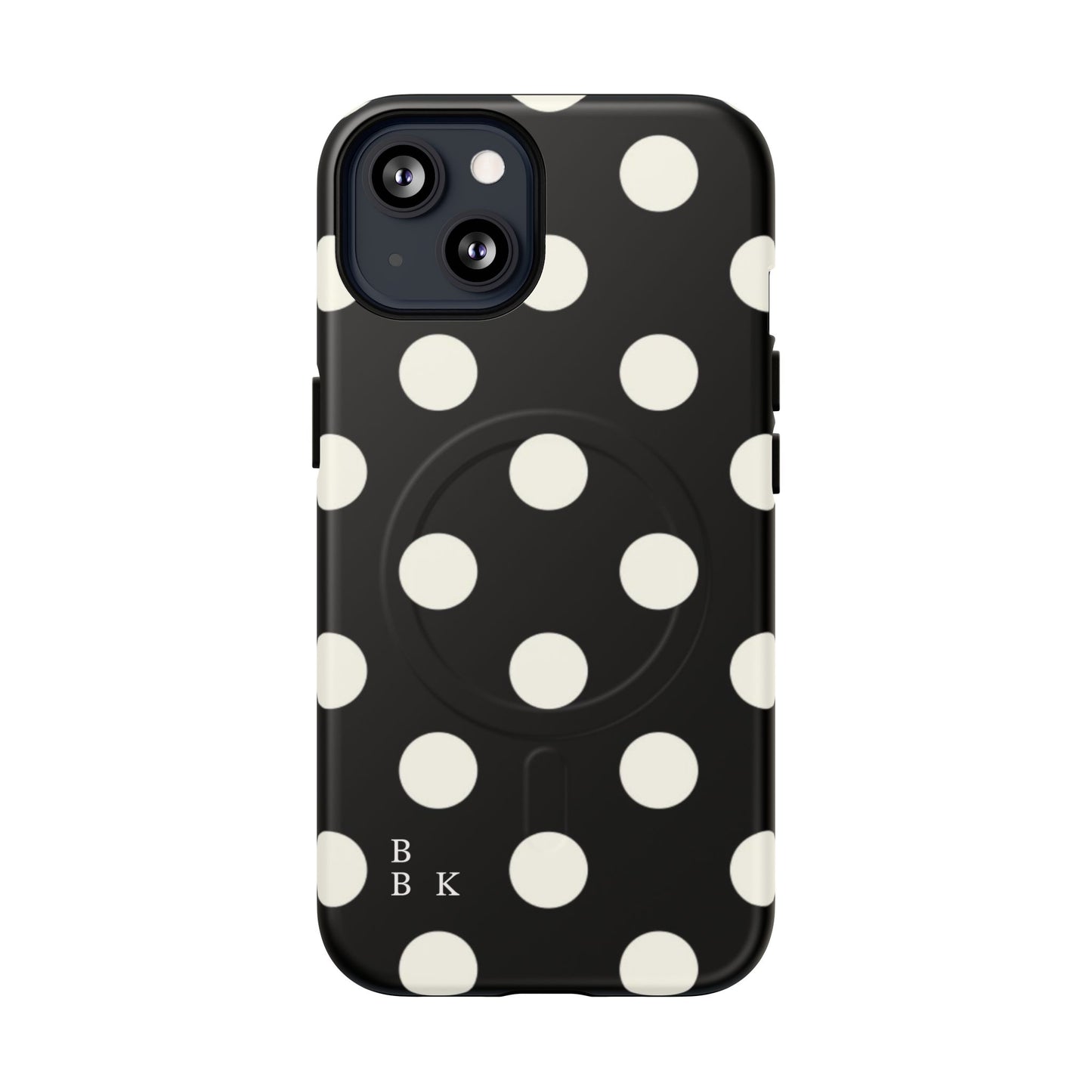 Polka Dot Tough Magnetic Phone Case — Black & White Protective MagSafe Case