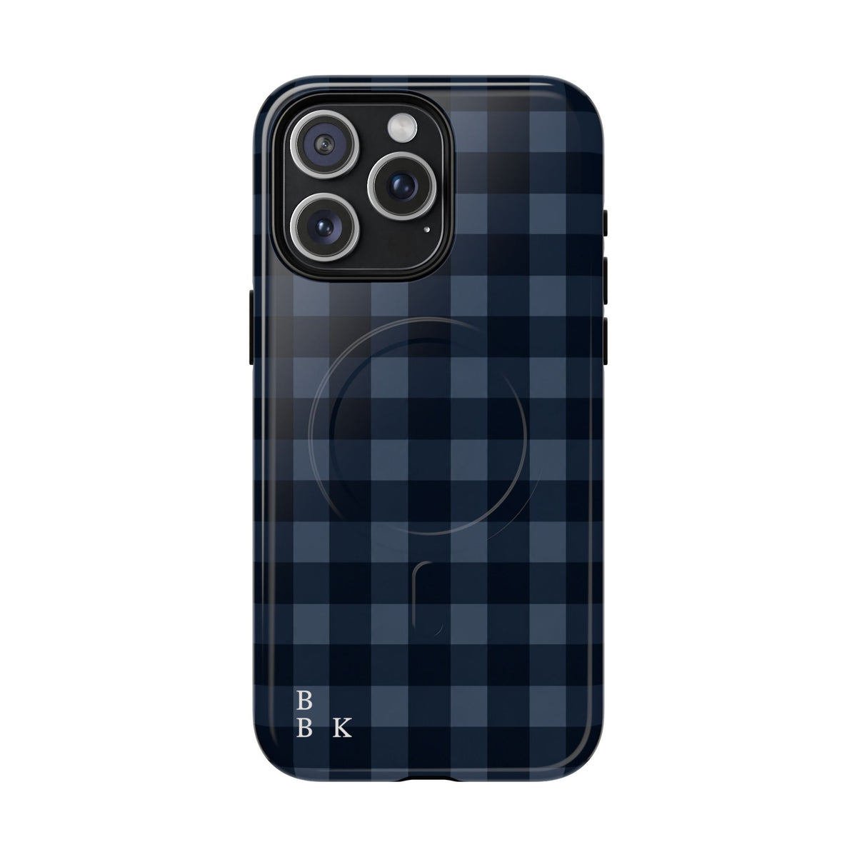 Plaid Magnetic Phone Case — Navy Buffalo Check Tough MagSafe-Compatible Case