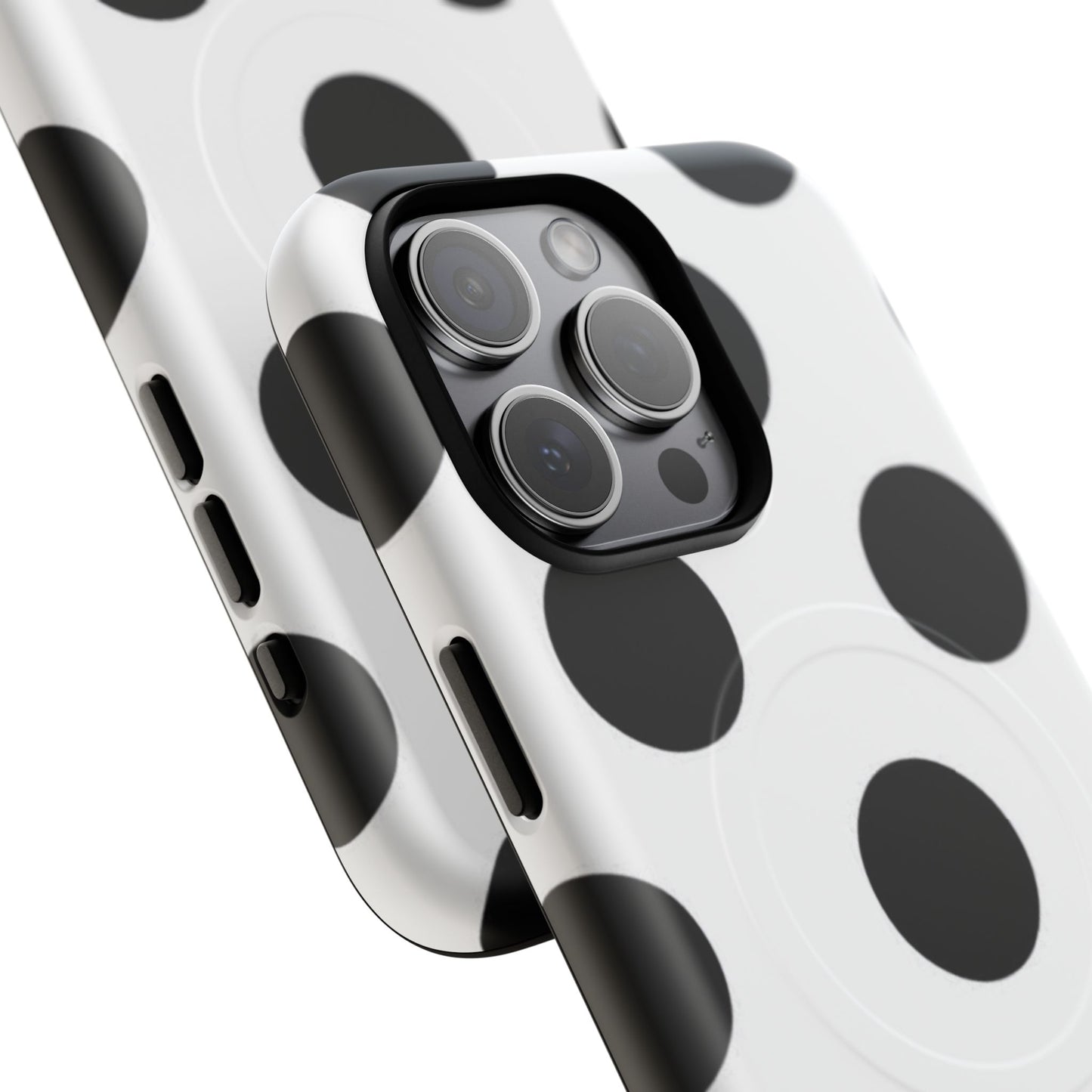 Polka Dot Magnetic Phone Case — Black & White Retro Dot Tough Case