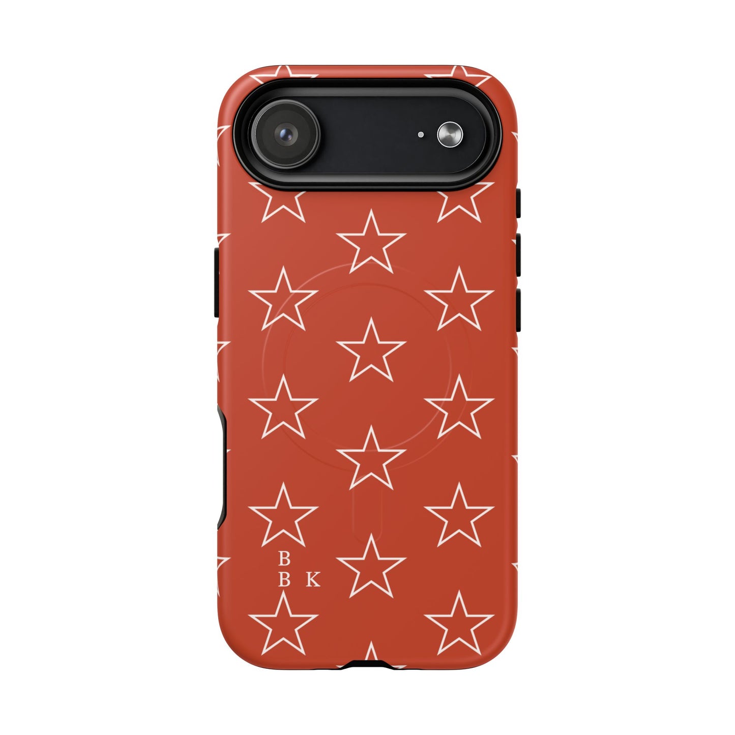 Star Pattern Tough Magnetic Phone Case — Rust Red Protective iPhone Cover