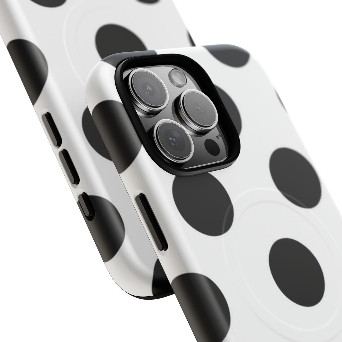 Polka Dot Magnetic Phone Case — Black & White Retro Dot Tough Case
