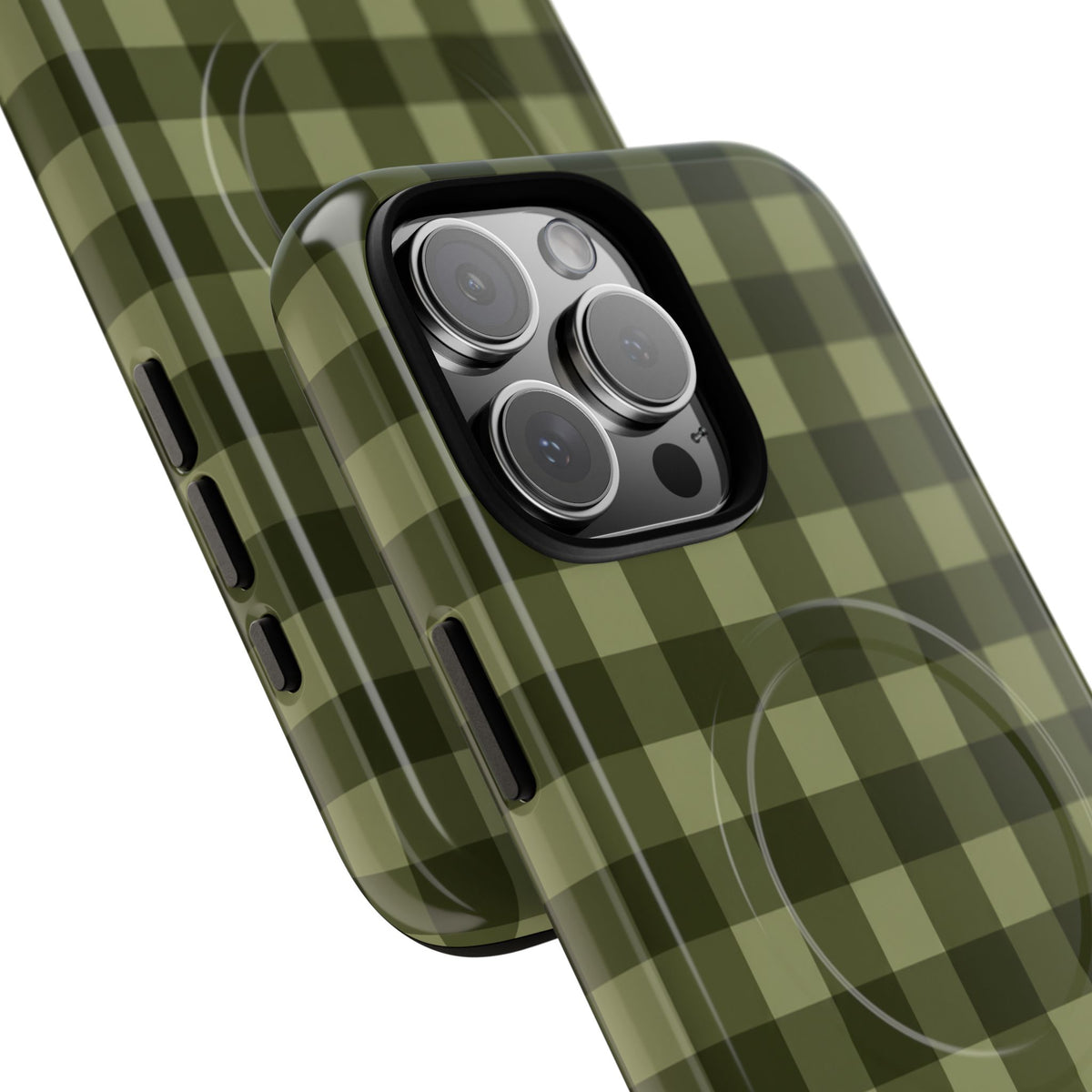 Green Buffalo Plaid Magnetic Phone Case — Tough Protective MagSafe-Compatible Case