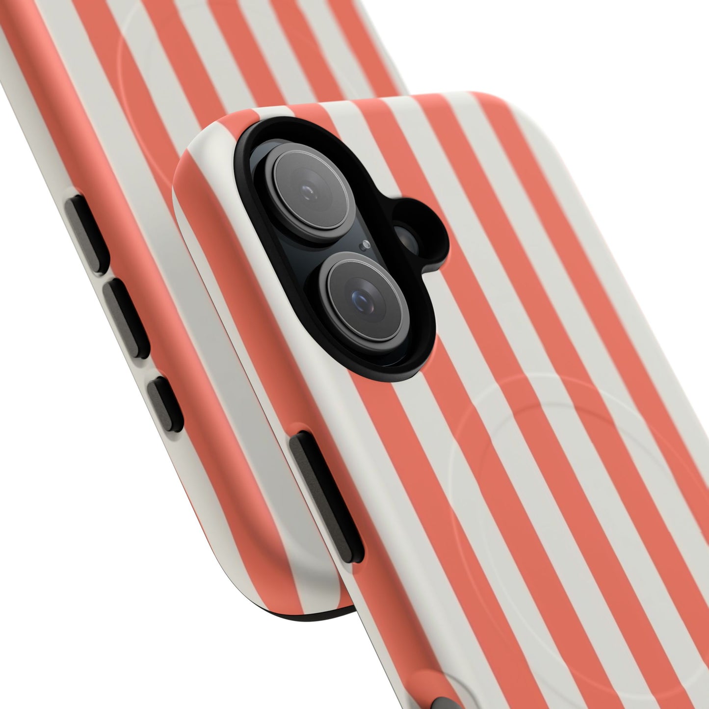 Striped Coral Magnetic Phone Case — Slim Protective Case with Vertical Red-White Stripes