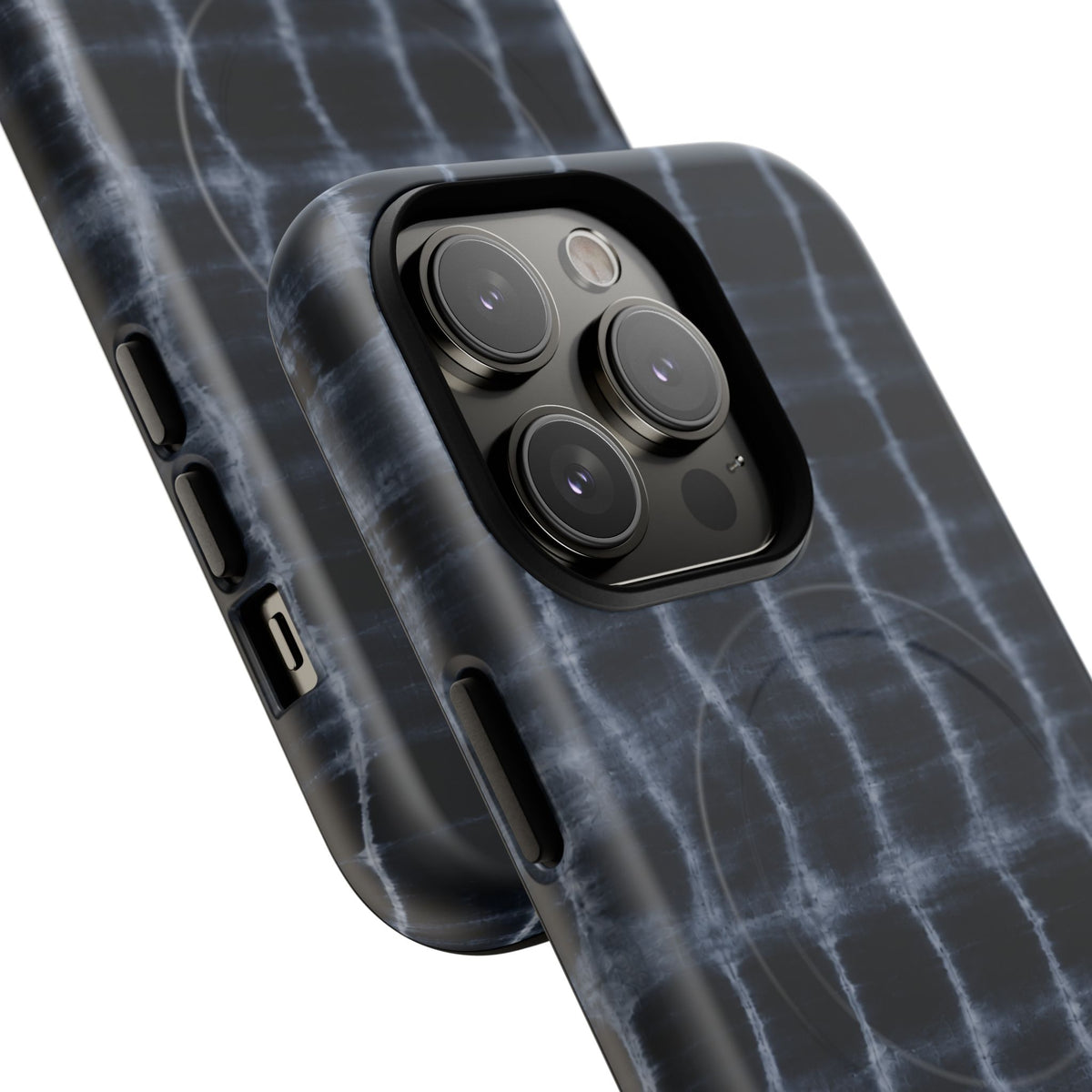 Magnetic Phone Case — Black Tie-Dye Tough Protective Cover with MagSafe