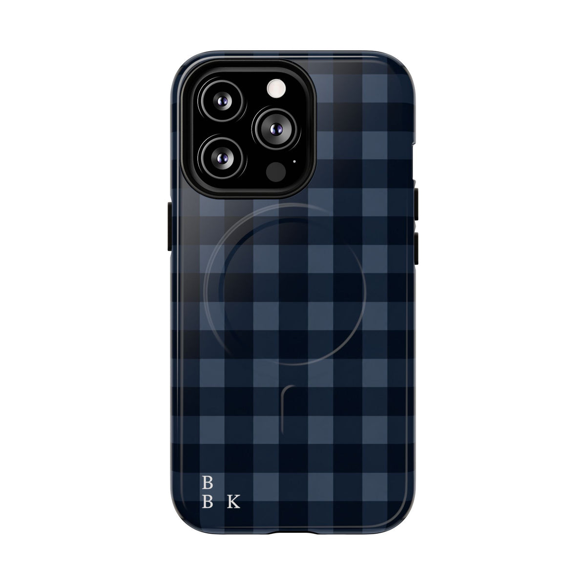 Plaid Magnetic Phone Case — Navy Buffalo Check Tough MagSafe-Compatible Case